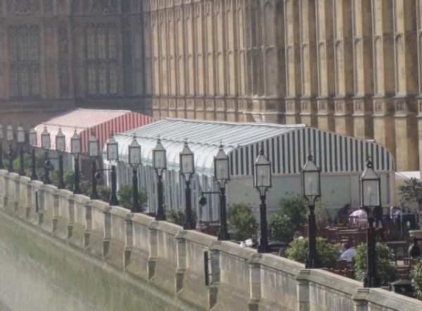 Houses of Parliament terrace close up